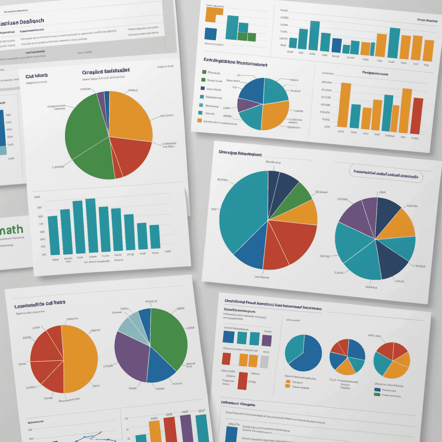 Data visualization showing graphs and charts representing quantitative analysis of social project impacts