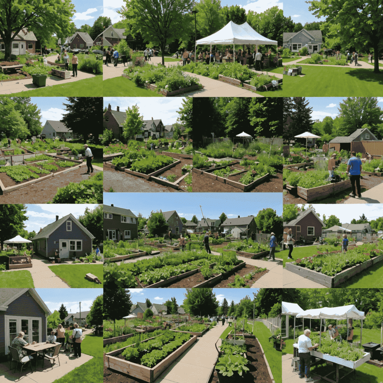 A collage of images showing various grassroots projects in Canadian neighborhoods, including community gardens, local art installations, and volunteer groups.